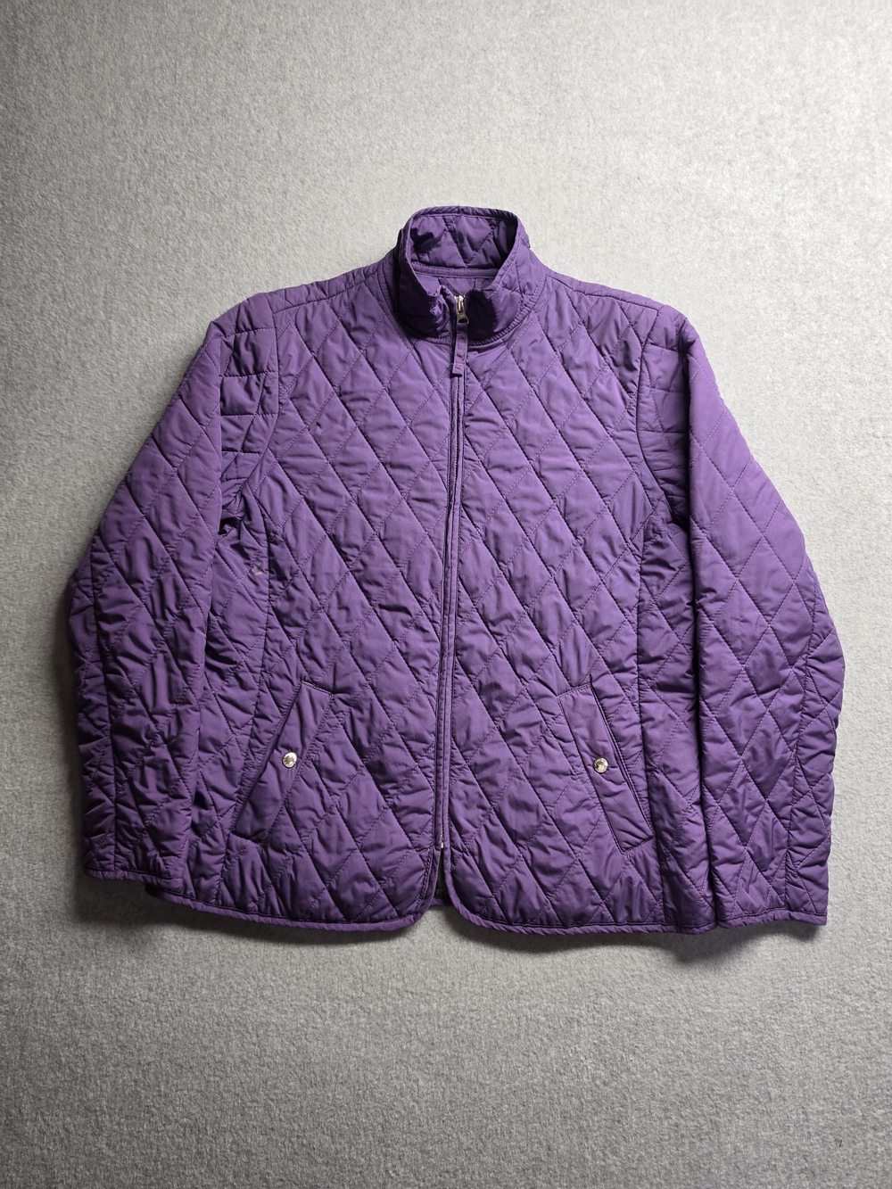 Lands End Jacket Womens S 6-8 Purple Quilted Lightweight Casual Cozy Full Zip